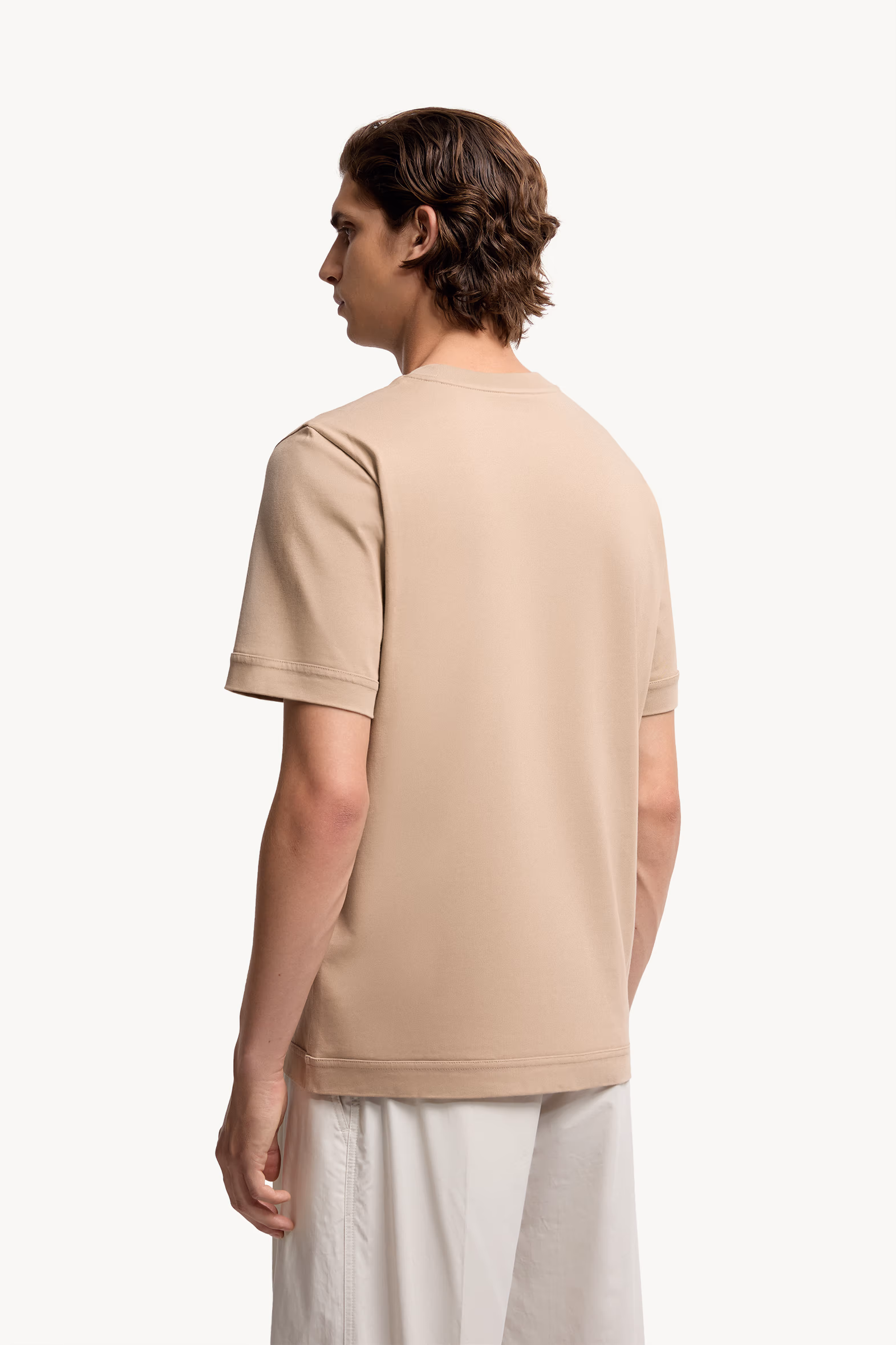 T-shirt en coton à empiècement logo Hommes Beige Clair Moncler 5
